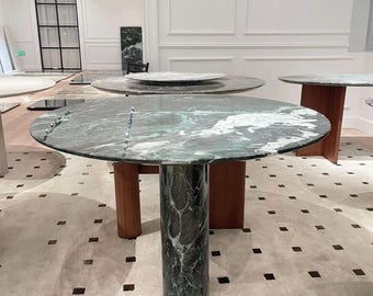 Organic Special Shape Natural Green marble Stone Dining Table: Luxury