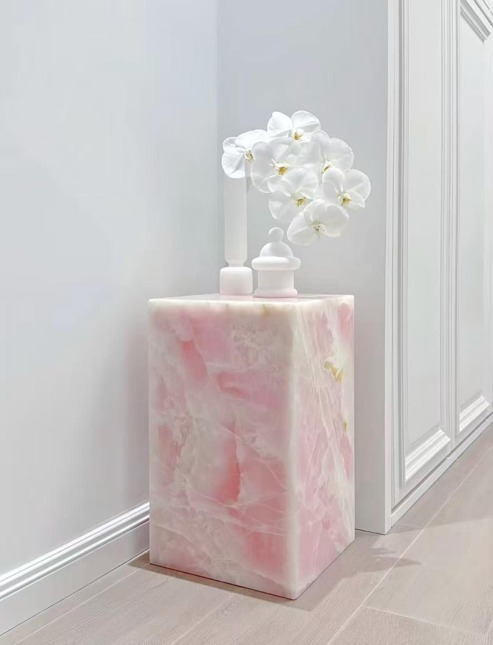Cuboid Table Custom Handmade Pink Onyx Cuboid Side Table: Modern Luxury Coffee Table ...