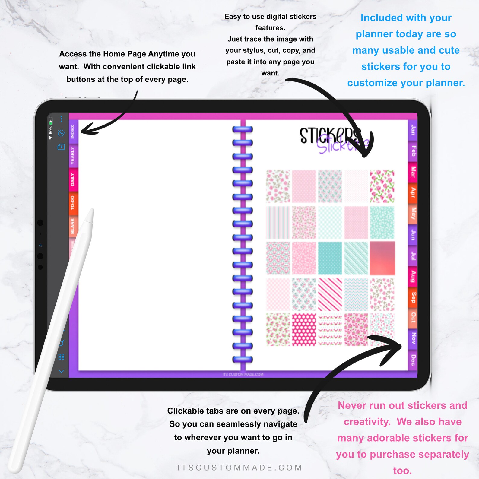 Free undated digital planner goodnotes xodo digital etsy
