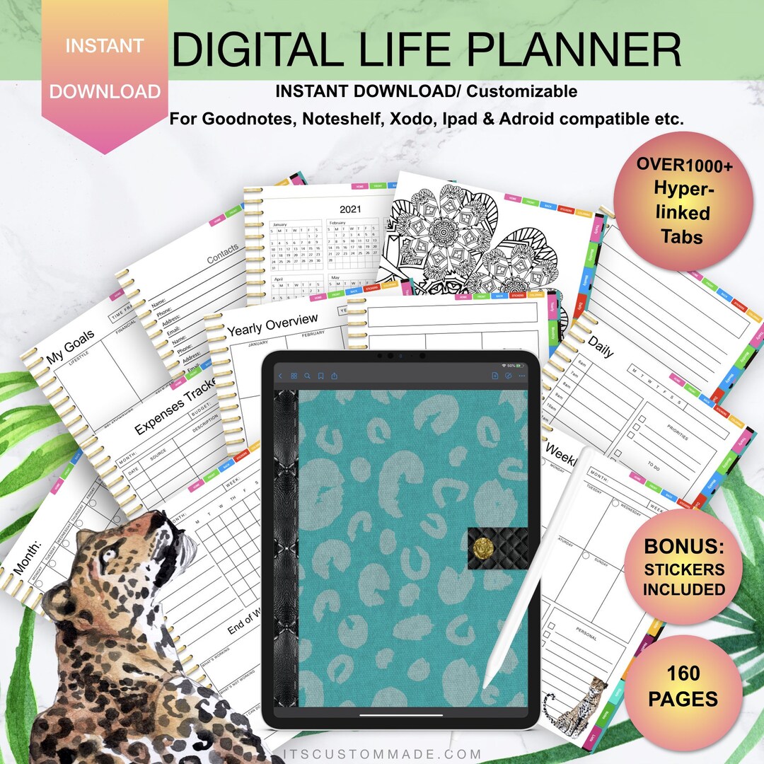 Leopard Print Undated Digital Life Planner/ Goodnotes, Xodo, Digital ...