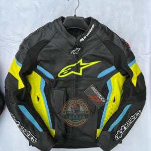 Alpinestars Original Cowhide Leather Motorbike Jacket Real Bomber Racing Jacket, Perfect Gift for Him