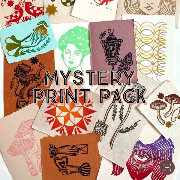 Mystery & Misfit Print Pack | Block Print | Linocut | Printmaking