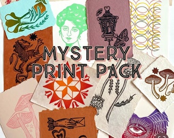 Mystery & Misfit Print Pack | Block Print | Linocut | Printmaking