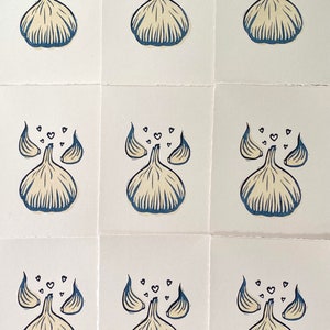 Garlic Love Mini Block Print Quirky Cute Allium Cooking Kitchen Gift Linocut Relief Print image 3