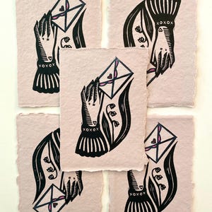 Little Love Letter Valentine Linocut Mini Print | Victorian Ephemera | Cottagecore | Gallery Wall | Handmade Print image 4
