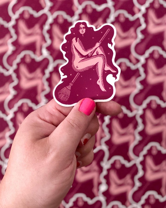Night Flight Witch Sticker | Vinyl Sticker | Mystical | Laptop Sticker | Water Bottle Sticker | Witchy | Victorian Gothic | Tattoo Art