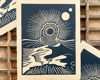 Wormsign Dune Sandworm Block Print | Frank Herbert | Linocut | Relief Print