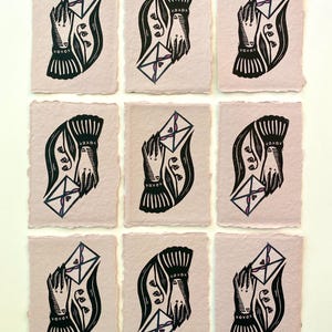 Little Love Letter Valentine Linocut Mini Print | Victorian Ephemera | Cottagecore | Gallery Wall | Handmade Print image 3
