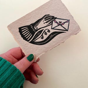 Little Love Letter Valentine Linocut Mini Print | Victorian Ephemera | Cottagecore | Gallery Wall | Handmade Print image 5