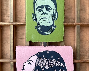 Monster Block Prints | Frankenstein | Bride of Frankenstein | Creature from the Black Lagoon | Gill-man | Classic Horror | Halloween