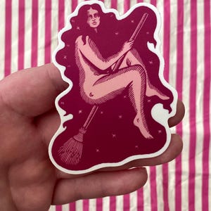 Night Flight Witch Sticker | Vinyl Sticker | Mystical | Laptop Sticker | Water Bottle Sticker | Witchy | Victorian Gothic | Tattoo Art image 3