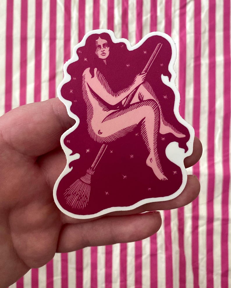 Night Flight Witch Sticker | Vinyl Sticker | Mystical | Laptop Sticker | Water Bottle Sticker | Witchy | Victorian Gothic | Tattoo Art image 3