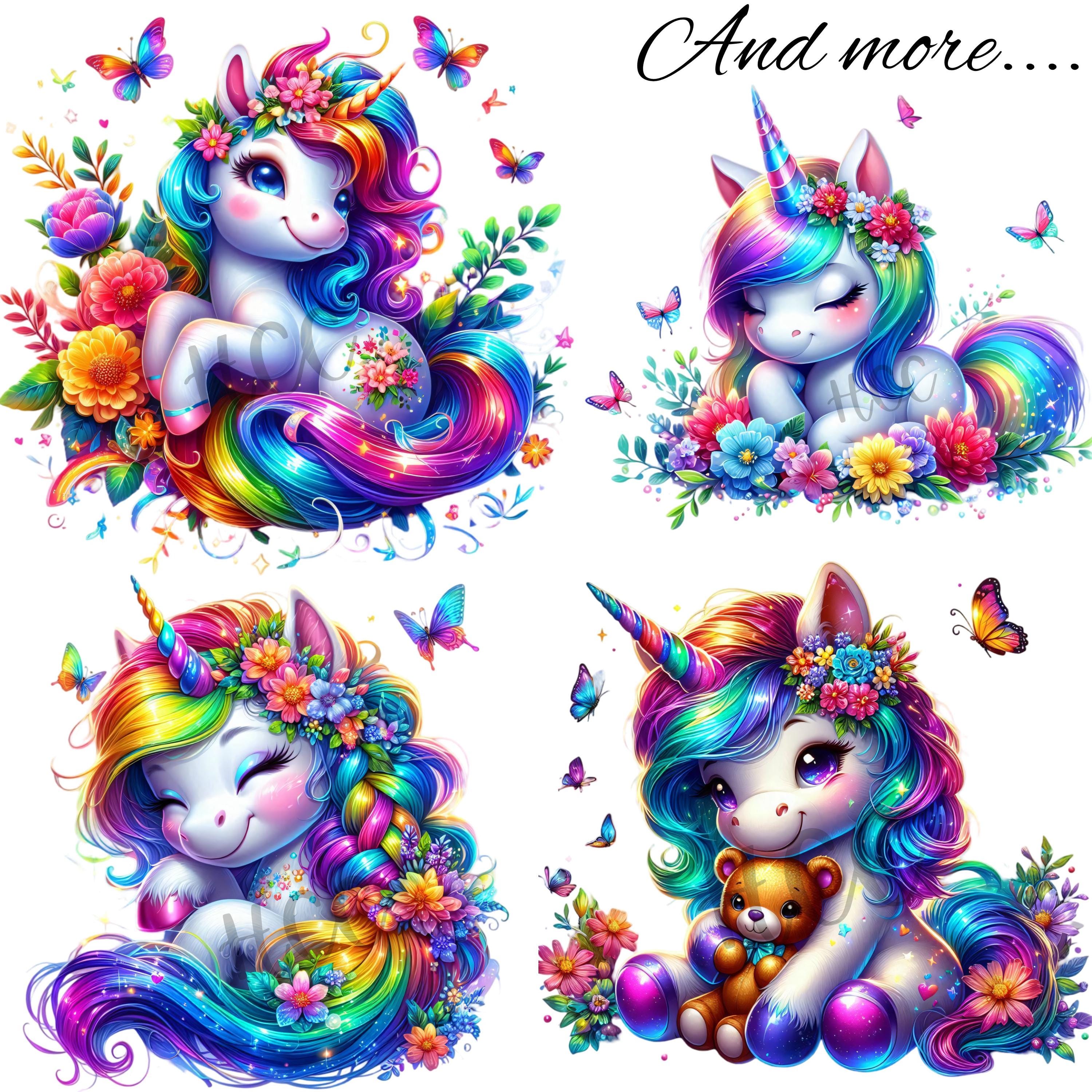 Watercolor Baby Unicorn Collection Clipart, 20 PNG Unicorn Clipart ...