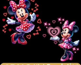 1 PNG Cute Mouse Pink Hearts Kiss, Clipart Images, Digital design PNG file for sublimation,High Resolution Instant Digital PNG Download