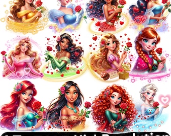 Valentine Cartoon Coquette Png, Valentine Cartoon Character Png, Pink Valentine Png, Valentine Couple Princess Png, Happy Valentine Day Png