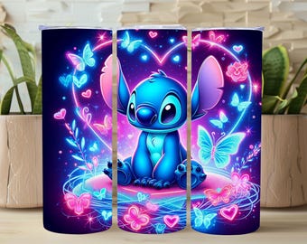 Vaso mágico de acuarela floral extraterrestre azul, vaso delgado de 20 oz, diseño de sublimación por urdimbre, archivo digital PNG