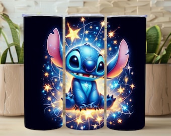 Envoltura para vaso con diseño de extraterrestre azul 3D, diseño delgado con urdimbre, para niños, sublimación de envoltura para vaso azul, envoltura para vaso con diseño de monstruo delgado de 20 oz