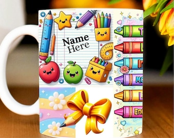 Personalized Teacher 11oz Mug Wrap Png, Teacher Rainbow 11oz Mug Png, Teacher Life Coffee Mug Png, Teach Love Inspire Png, Digital File