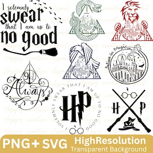 Pack SVG Monde Magique, SVG Magicien, SVG Hibou, SVG Château, SVG HP, Fichiers de découpe pour Cricut et Silhouette, Téléchargement numérique