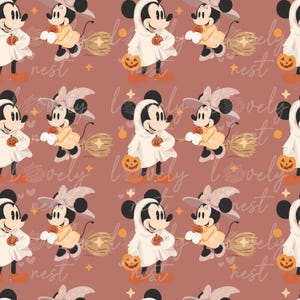 Mouse Halloween Seamless Pattern, Mouse and Friends Repeat Pattern, Spooky Season Seamless Pattern, Mouse Halloween Repeating Pattern