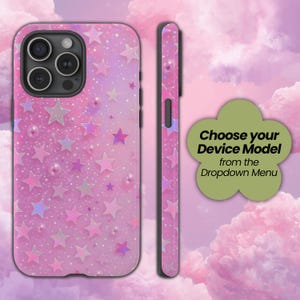Holographic Star Tough Phone Case Pastel Glitter Pink Violet Aqua Protective Cover for iPhone 17 Samsung Galaxy Cute Gift Idea image 8