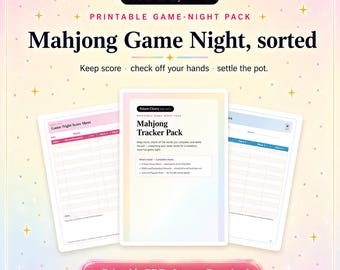 2026 American Mahjong Score Sheet, Mahjong Hand Tracker, Scorekarte, Checkliste für das Ausfüllen der Karten, Game Night Pack, printable PDF-Download