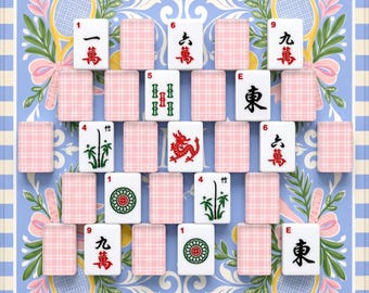 Mahjong Tile Set | Pink Mahjong Gift | Custom American Mah Jongg Tiles | Game Night Gift for Her | 166 Tiles