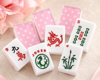 Pink Mahjong Tile Set, 166 Tile American Mahjong Set, Polka Dot Mahjong Tiles with Storage Case, Preppy Mahjong Gift for Her, Mah Jongg