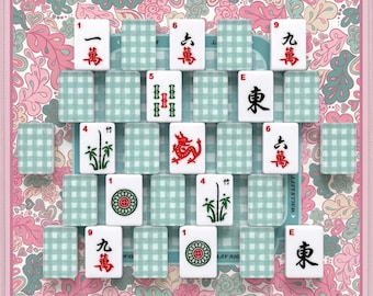 Mahjong Tile Set | Green Mahjong Gift for Her | American Mah Jongg Tiles | Game Night Gift | 166 Tiles