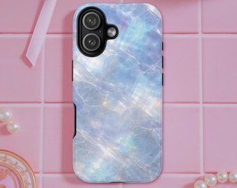 Iridescent Moonstone Phone Case, Pastel Crystal Glow