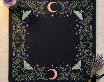 Witchy Botanical Mahjong Mat | Neoprene Roll Up Mat with Bag | Mahjong Gift for Her | Game Night Gift