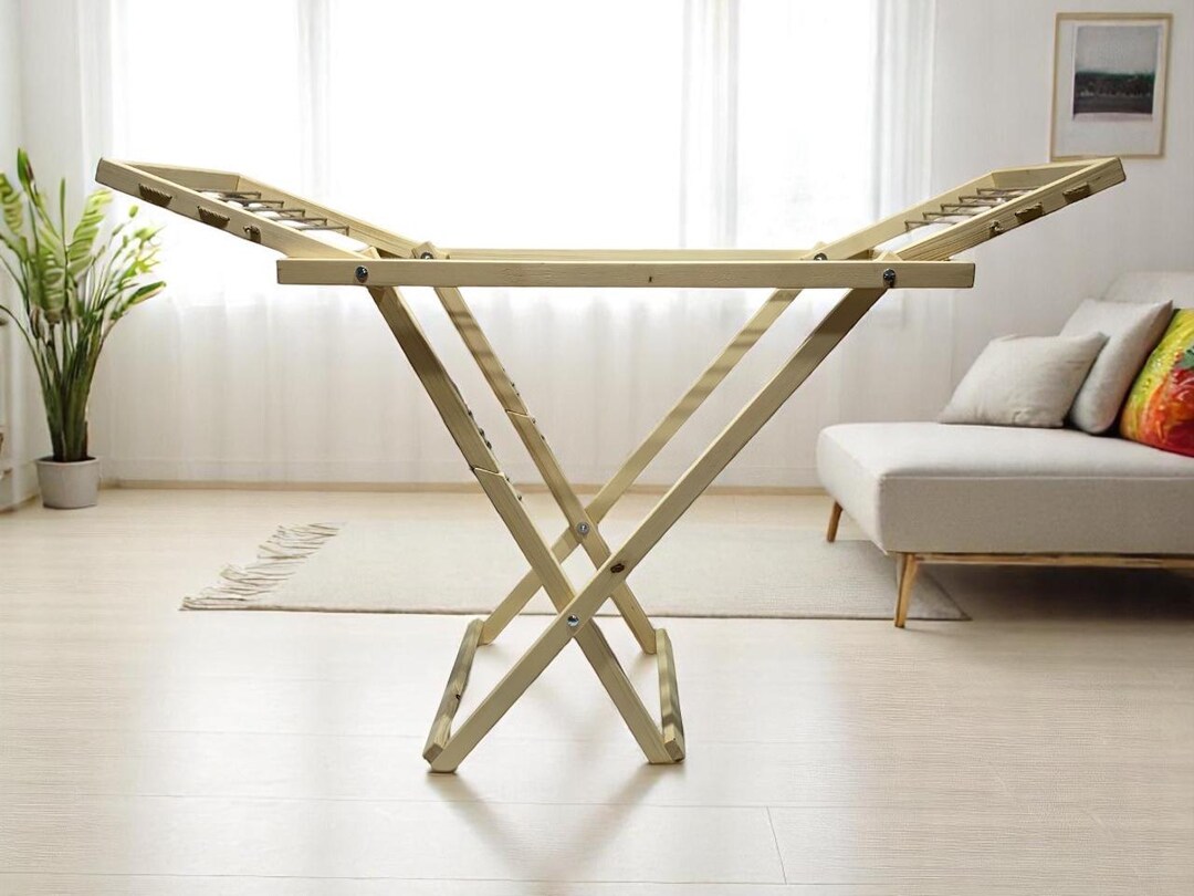 Wooden Drying Rack, Laundry Drying Rack: Rustic Furniture, Foldable ...