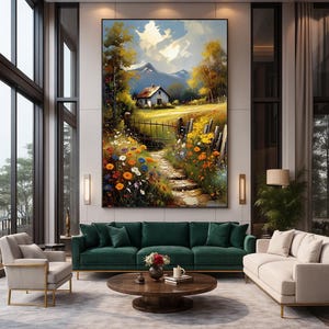 Floral Cottage Path Print: Wildflower Garden Landscape (Digital Download)