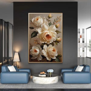 Wall Art Prints, Floral Prints, Cream Peony Bouquet Digital Download – Elegant Botanical Floral Wall Art Printable, Modern Home Decor