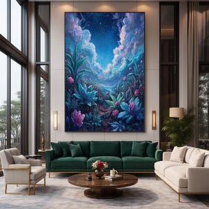 Mystical Garden Digital Painting: Fantasy Floral Landscape Wall Art (Digital Download