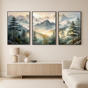Wall Art Print, Mountain Landscape Triptych Print, Printable Wall Art Set | Nature Home & Office Decor, Instant Download, Nature Art Print