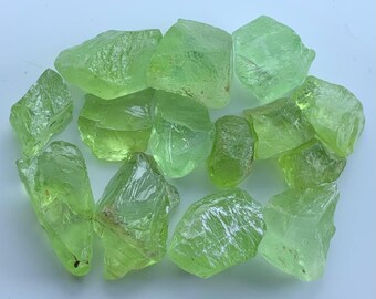 Rough Peridot Gemstone Parcel: Natural Green Crystals, 40 Carats