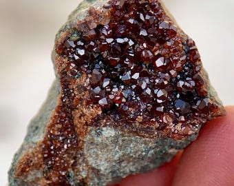 96 Cts Sparkling Spessartine Garnet Cluster – Afghanistan Red Garnet Druzy – Collector Mineral Specimen