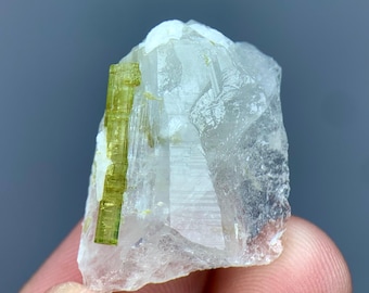 Green Tourmaline on Matrix, Yellow Green Prismatic Crystal, Raw Mineral Specimen From Afghanistan (30 CTs)