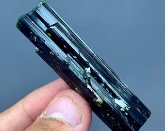 Green Cap Black Tourmaline | Natural Tourmaline Crystal, Green Termination, Striated Mineral Specimen, Pakistan (28 gm)