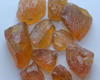 Hessonite Garnet Rough Stones: 30 Carats Raw Gemstone Crystals for Jewelry Making
