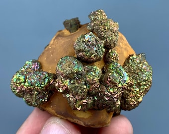 Natural Rainbow Marcasite Mineral Specimen, Iridescent Marcasite Cluster, Multicolor Metallic Crystal, Collector Stone, Afghanistan, (130 gm