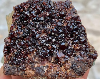 Sparkling Spessartine Garnet Druzy Cluster, 354g Large Natural Afghanistan Mineral Specimen for Collectors & Display
