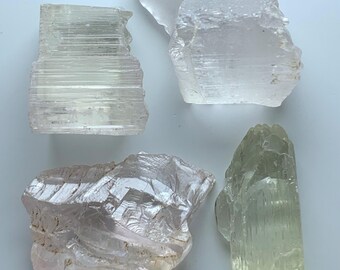 Natural Kunzite Rough Stones: 76 Carat Raw Pink Crystal, Healing Gemstone
