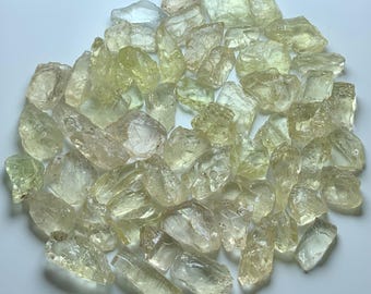 Raw Heliodor Gemstone: 244 ct Natural Yellow  Crystal lot