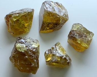 Natural Sphene Rough Stones: Raw Green Yellow Gemstone Lot