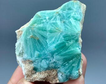 Blue Aragonite Crystal Cluster, Natural Raw Aragonite on Matrix, Mineral Specimen, Crystal Collector Gift from Afghanistan (49 gm)