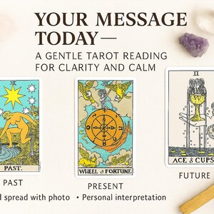 Tu mensaje de hoy: lectura suave de tarot de 3 cartas / Pasado • Presente • Futuro / Entrega en 3 horas