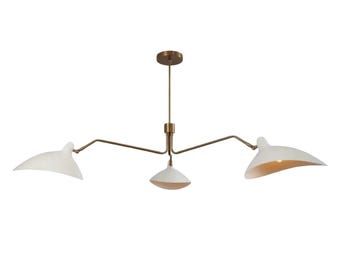 New Handcrafted Ceiling Three Arms Shade Sputnik Style Semi Flush Mount Brass Chandelier Light
