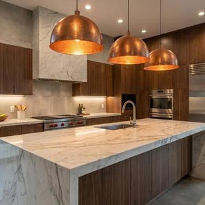 Hand-Hammered Solid Copper Dome Pendant Light, Rustic Farmhouse Kitchen Island Lighting